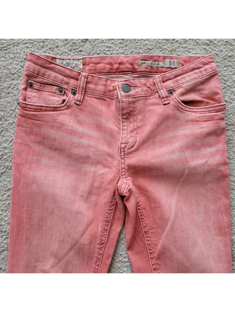 POLO Ralph Lauren Jemma Super Skinny Jeans Girls 14 Reddish Pink Stretch Denim